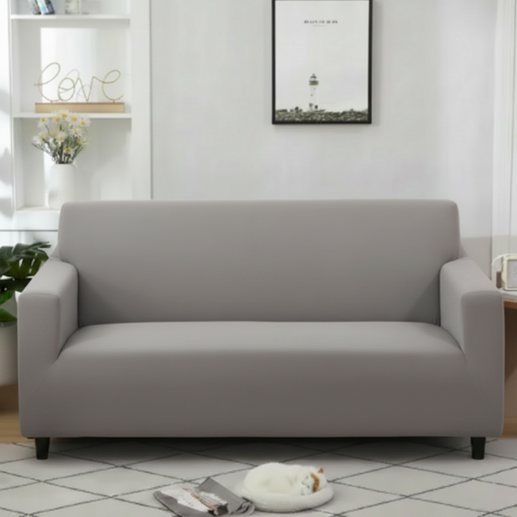 Grey Jersey Cotton Sofa Cover