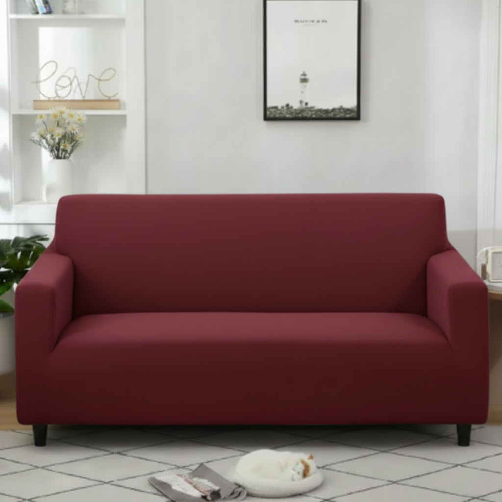 Maroon Jersey Cotton Sofa Cover