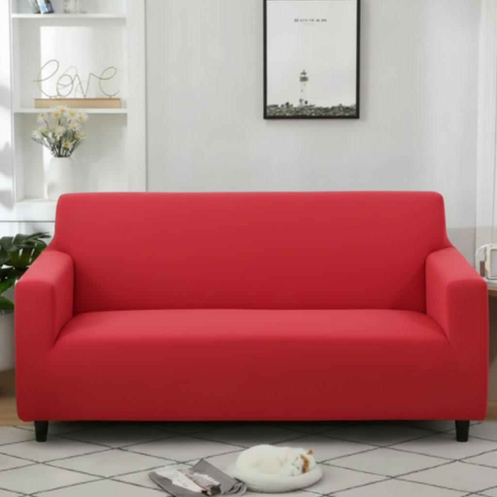 Red Jersey Cotton Sofa Cover